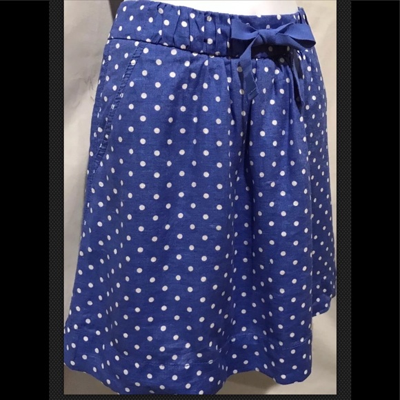Jupe J Crew Boardwalk En Lin à Pois Avec Cordon De Serrage - Taille 00, Occasion Très Bon état